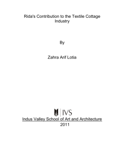 Rida`s Contribution to the Textile Cottage Industry By Zahra Arif Lotia