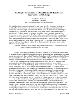 Teaching for Sustainability in a Social Studies Methods Course