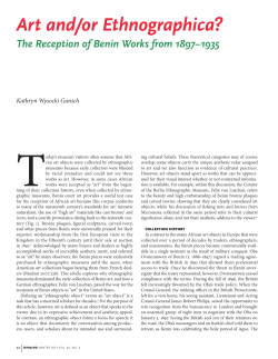 Art and/or Ethnographica? The Reception of Benin Works from 1897