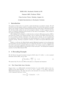 Stochastic Calculus - Columbia University