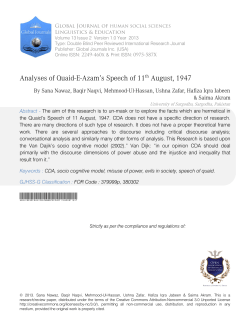 Analyses of Quaid-E-Azam`s Speech of 11th August, 1947