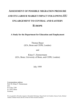 Assessment of possible migration pressure and its labour market