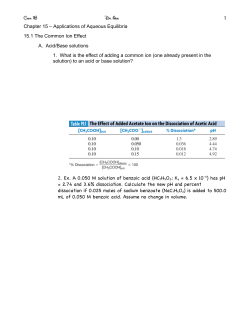 Chem 1B Dr. Abel 1 Chapter 15 &ndash; Applications of Aqueous