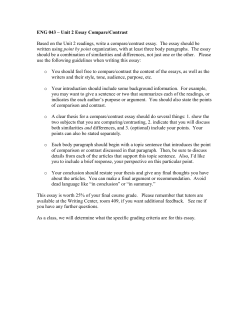 ENG 043 &ndash; Unit 2 Essay Compare/Contrast