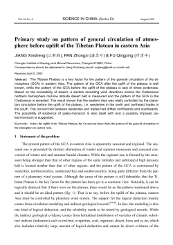 phere before uplift of the Tibetan Plateau in eastern Asia