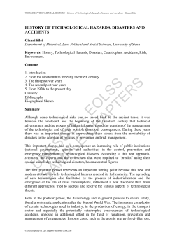 history of technological hazards, disasters and accidents