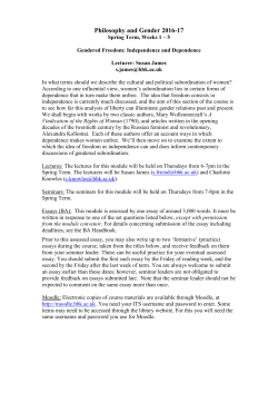 Philosophy and Gender 2016-17