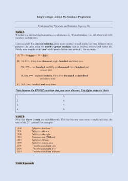 Numbers and stats - KEATS
