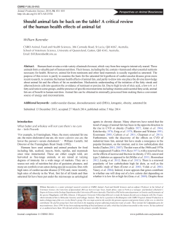 Should animal fats be back on the table? A critical review of`the