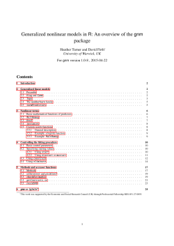 Generalized nonlinear models in R: An overview of the gnm package
