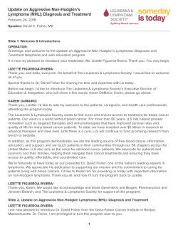 Update on Aggressive Non-Hodgkin`s Lymphoma (NHL)