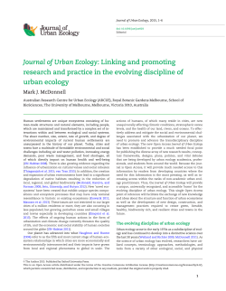 Journal of Urban Ecology : Linking and promoting research and