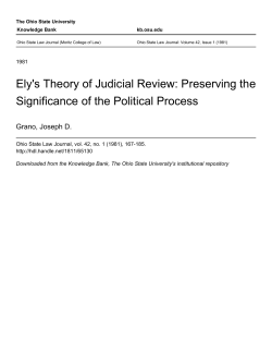 Ely`s Theory of Judicial Review: Preserving the Significance of the
