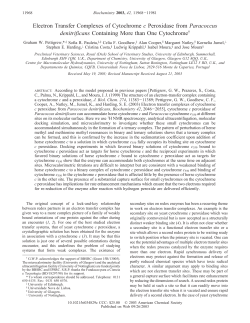 Electron Transfer Complexes of Cytochrome c Peroxidase from