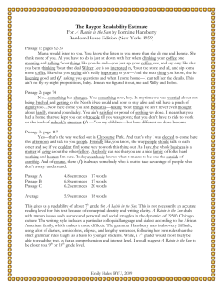 Raygor readability Estimate- Raisin in the Sun