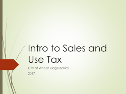 Intro to Sales and Use Tax