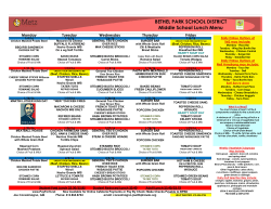 BETHEL PARK SCHOOL DISTRICT Middle School Lunch Menu