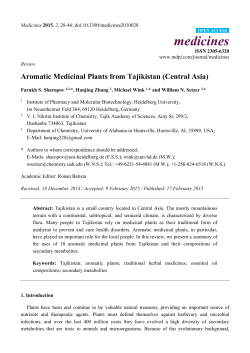 Aromatic Medicinal Plants from Tajikistan (Central Asia)
