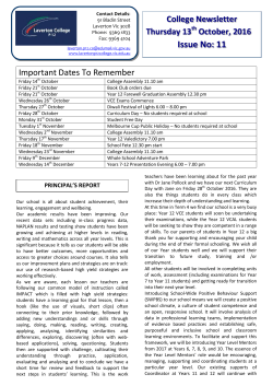 11 College Newsletter 13th October 2016 - Laverton College P-12