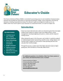 Educator`s Guide - Claim Your Future