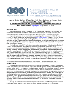 Input to United Nations Office of the High Commissioner for Human