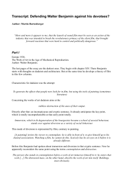 Transcript: Defending Walter Benjamin against his devotees?