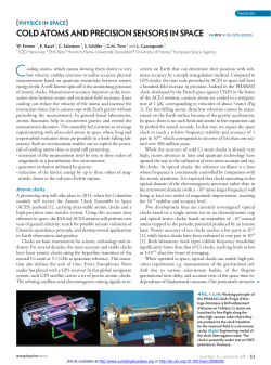 Cold atoms and precision sensors in space