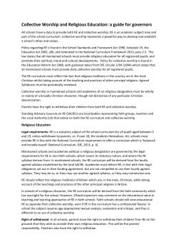 Collective Worship and Religious Education: a guide for governors