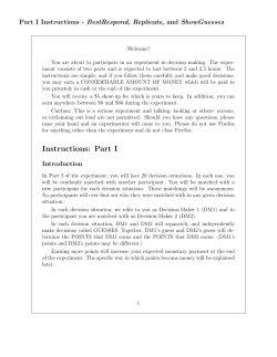 Instructions: Part I