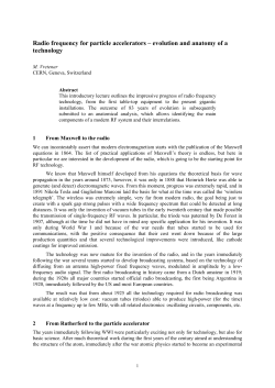 Radio frequency for particle accelerators