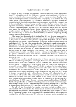 Pseudo-Incorporation in German It is known for quite some time that