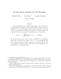 On the Tur aan Number for the Hexagon Zoltan FFuredi
