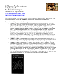2017 Summer Reading Assignment IB English Year 2 Ms. Renée