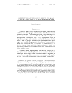 Experimenting with Religious Liberty: The Quasi