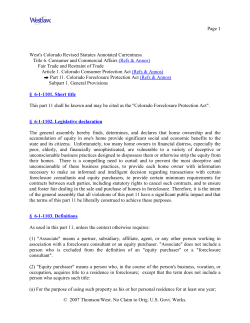 Colorado Foreclosure Protection Act