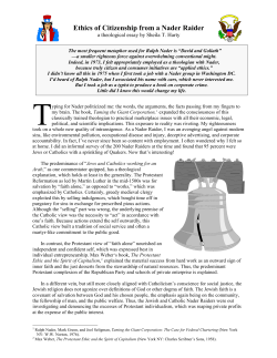 Ethics of Citizenship from a Nader Raider - sheila-t