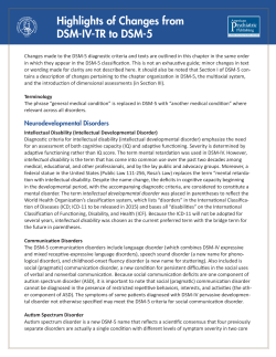 Highlights of Changes from DSM-IV-TR to DSM-5