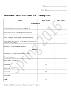 CHM112 Lab – Iodine Clock Reaction Part 1 – Grading Rubric