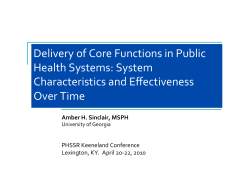Delivery of Core Functions in Public Health Systems