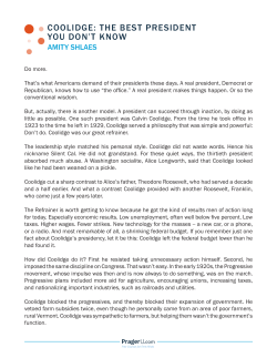 coolidge: the best president you don`t know