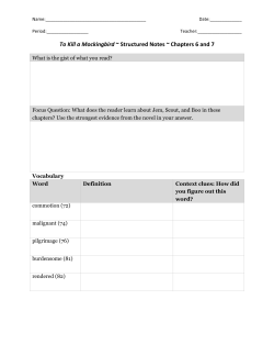 To Kill a Mockingbird ~ Structured Notes ~ Chapters 6 and 7