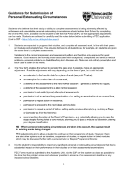 Guidance for Submission of Personal Extenuating Circumstances