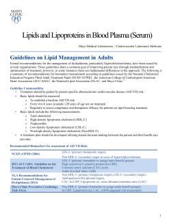 Lipids and Lipoproteins in Blood Plasma (Serum)