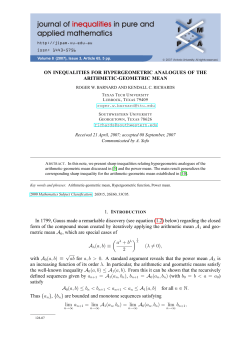 On Inequalities for Hypergeometric Analogues of the Arithmetic