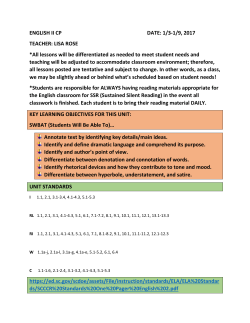 ENGLISH II CP DATE: 1/3-1/9, 2017 TEACHER: LISA ROSE *All