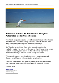 Hands-On Tutorial SAP Predictive Analytics, Automated
