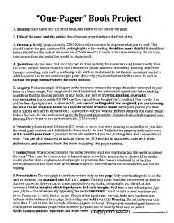 "One-Pager" Book Project