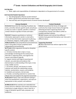 7 Grade: Ancient Civilizations and World Geography Unit 6 Greeks