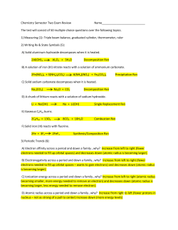 Chemistry Semester Two Exam Review