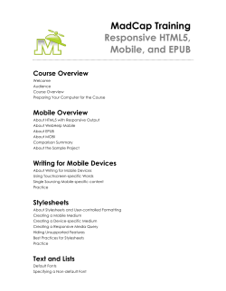 MadCap Mobile Class Outline